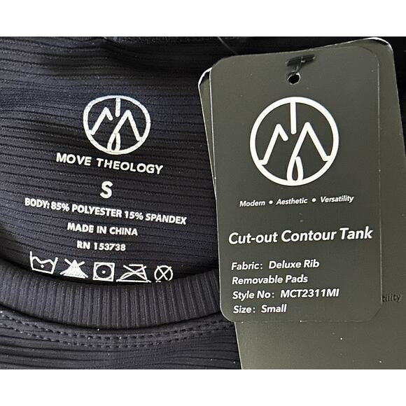 NWT Move Theology Cut-Out Contour Black Ribbed Athletic Tank Top Small - Picture 5 of 5